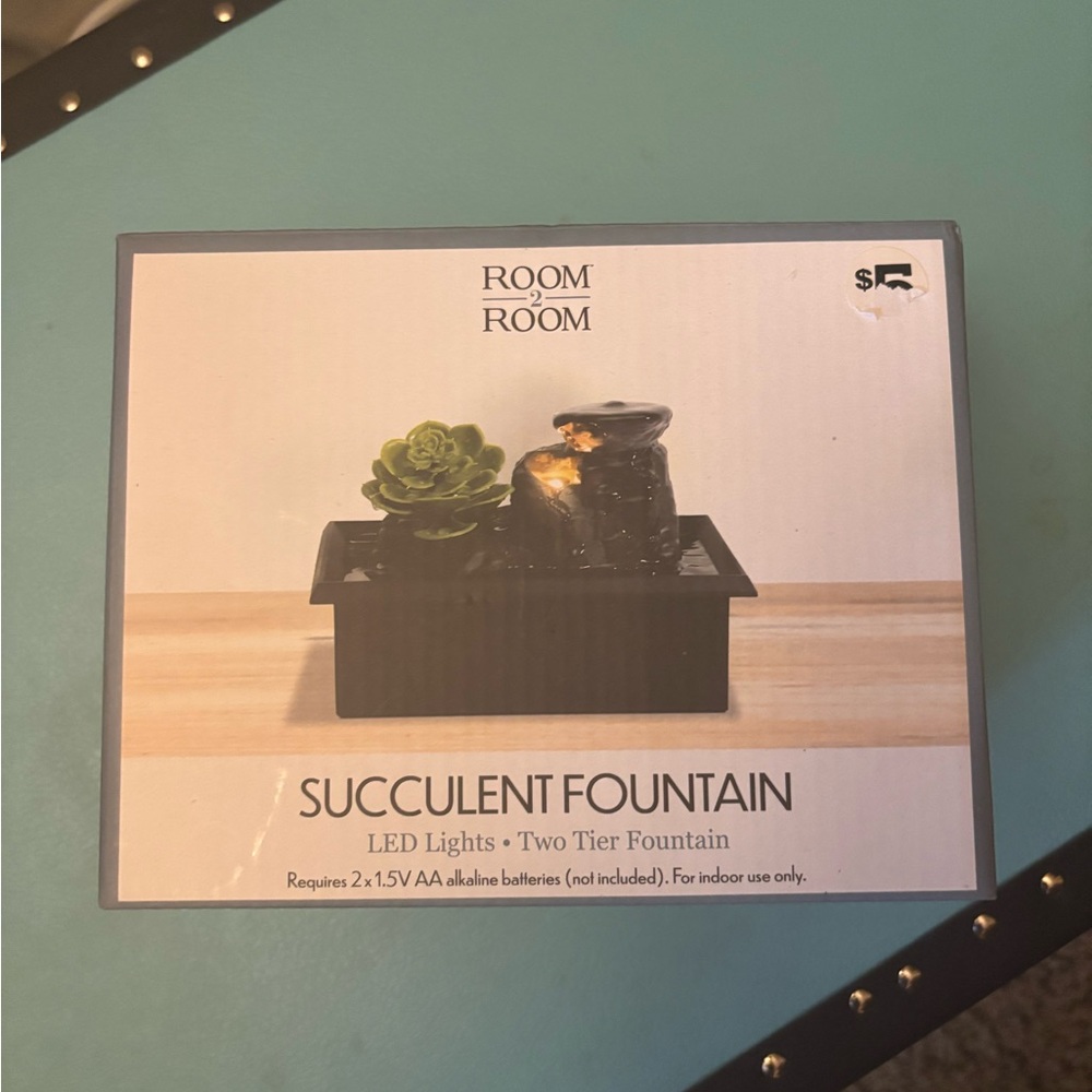 Black Succulent Fountain with LED Lights